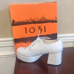 Ellie White Platform Shoes with Chunky Heel